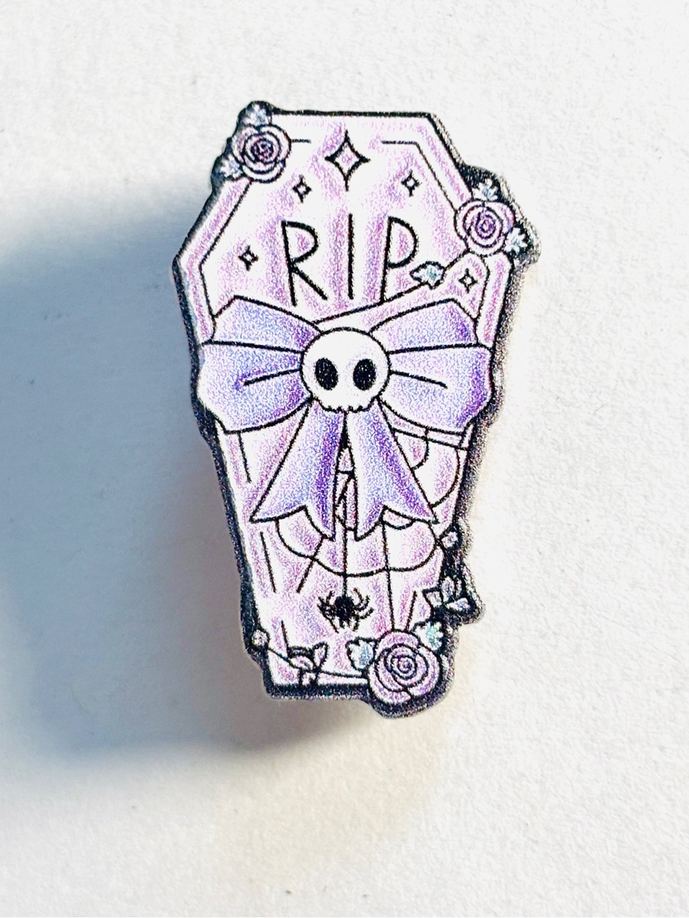 RIP Coffin Acrylic Brooch, NWT